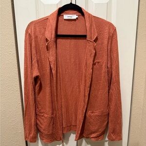 NOTSHY Cashmere Linen 100% lace look Cardigan Blazer Terracotta color,size Large